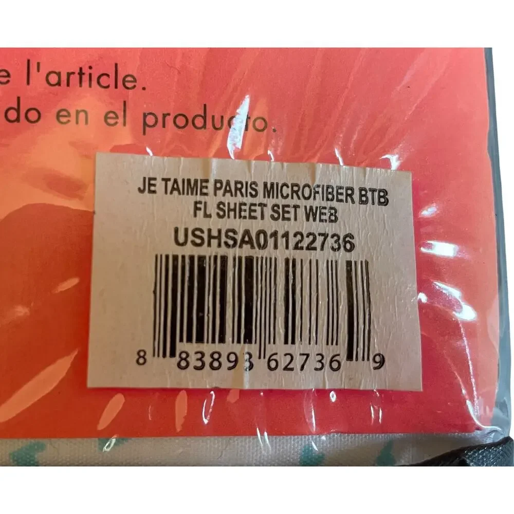 Betsey Johnson Full Sheet Set 4 pieces Paris Eiffel Tower Je T'aime Teal Heart